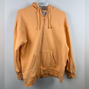 Aritzia TNA Cozy Fleece Zip Hoodie Size 1 Peach Orange